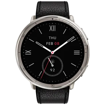 Amazfit Active 2 Round Schwarz (Schwarz Leren Armband)