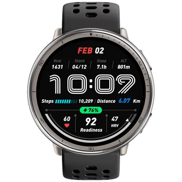 Amazfit Active 2 Round Schwarz (Schwarzes Silikon Armband)