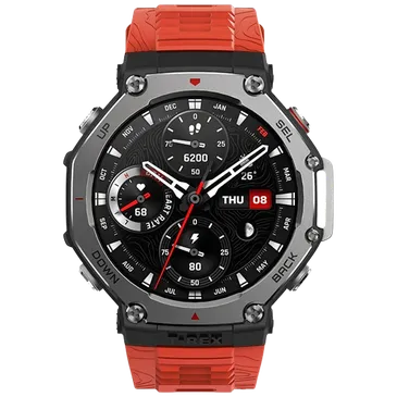 Amazfit T-Rex 3 Grau (Rotes Silikon Armband)