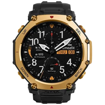 Amazfit T-Rex 3 Pro 48mm Gold (Schwarzes Silikon Armband)