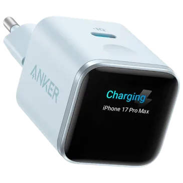 Anker Nano USB-C Schnellladegerät 45W mit Display Hellblau