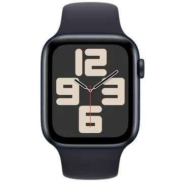 Apple Watch SE 2023 4G 44mm Schwarz (Schwarzes Silikon Armband S/M)