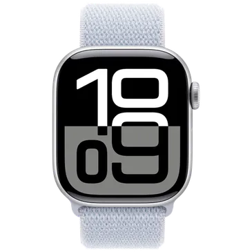 Apple Watch Series 10 42mm Silber (Hellblaues Nylon Armband)