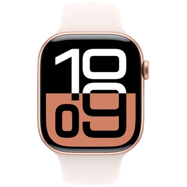 Apple Watch Series 10 46mm Gold (Rosa Gummi Armband S/M)