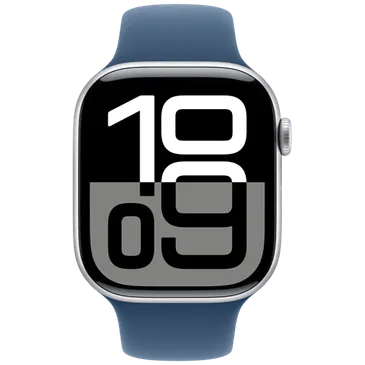 Apple Watch Series 10 46mm Silber (Blaues Gummi Armband S/M)