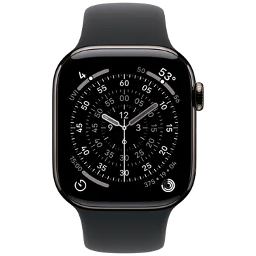 Apple Watch Series 11 42mm 5G Leisteen Titanium (Schwarzes Gummi Armband S/M)