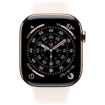 Apple Watch Series 11 46mm 5G Gold Titanium (Hellrosa Gummi Armband S/M)