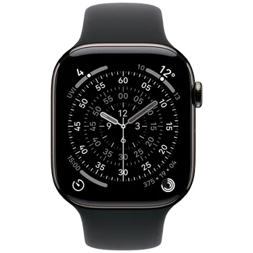 Apple Watch Series 11 46mm 5G Schiefer Titan (Schwarzes Gummi Armband S/M)