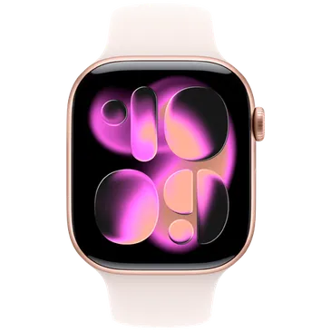 Apple Watch Series 11 46mm Gold (Hellrosa Gummi Armband M/L)