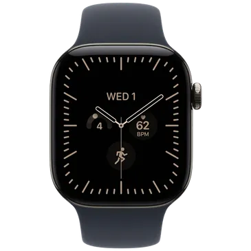 Apple Watch Series 12 42mm 5G Naturel Titanium (Dunkelblaues Gummi Armband M/L)