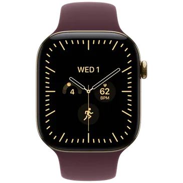 Apple Watch Series 12 46mm 5G Gold Titanium (Rode Gummi Armband S/M)