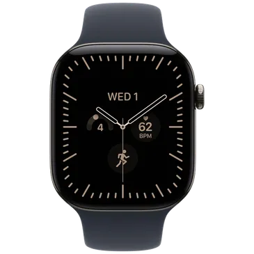 Apple Watch Series 12 46mm 5G Naturel Titanium (Dunkelblaues Gummi Armband M/L)