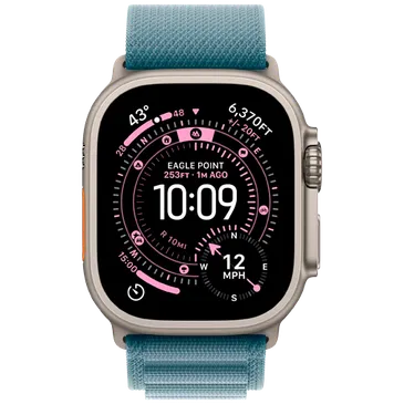 Apple Watch Ultra 3 49mm Titanium (Blaues Nylon Armband L)