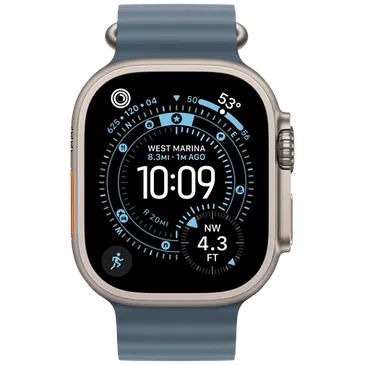 Apple Watch Ultra 3 49mm Titanium (Blaues Gummi Armband)