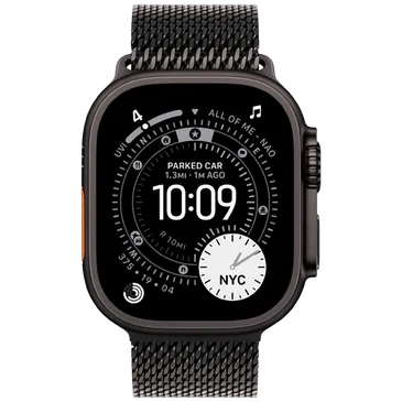 Apple Watch Ultra 3 49mm Schwarz (Schwarz Milanese Armband L)