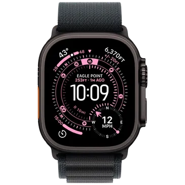 Apple Watch Ultra 3 49mm Schwarz (Schwarzes Nylon Armband L)