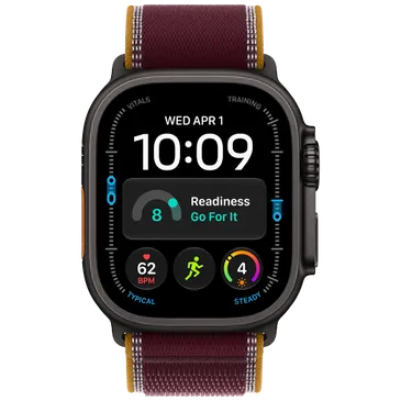 Apple Watch Ultra 4 49mm Schwarz (Rotes Nylon Armband M/L)