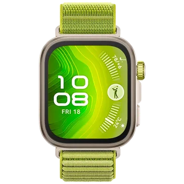 Huawei Watch Fit 4 Pro Gold (Grünes Nylon Armband)