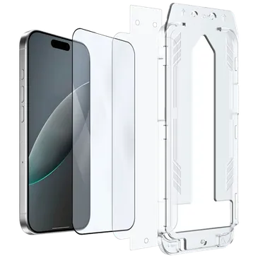 Just in Case Gehärtetes Glas Clear Displayschutzfolie mit Einbaurahmen Apple iPhone 16 Pro/17/17 Pro