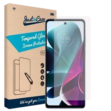 Just in Case Gehaertetes Glas Durchsichtige Displayschutzfolie Motorola Moto G200 5G
