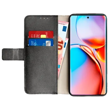 Just in Case Pu-Leder Book Hülle Schwarz Motorola Edge 40 Pro