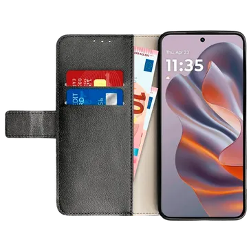 Just in Case PU-Leder Book Hülle Schwarz Motorola Edge 60 Neo