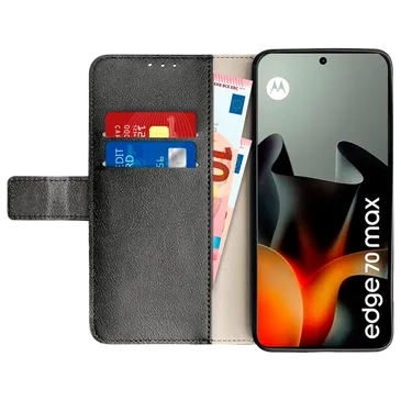 Just in Case PU-Leder Book Hülle Schwarz Motorola Edge 70 Max