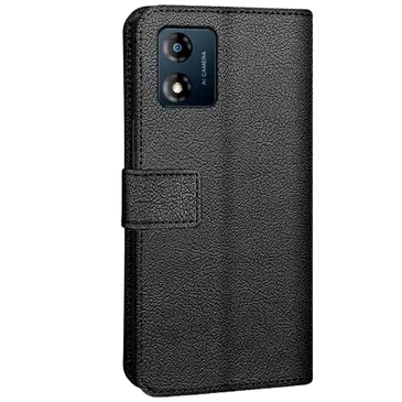 Just in Case Pu-Leder Book Hülle Schwarz Motorola Moto E13