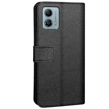 Just in Case Pu-Leder Book Hülle Schwarz Motorola Moto G53