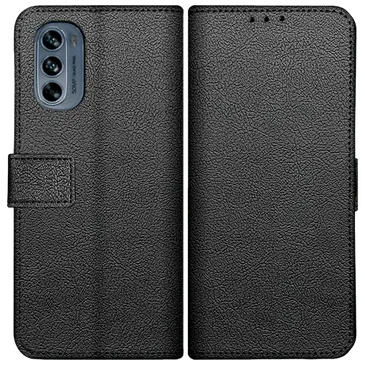 Just in Case Pu-Leder Book Hülle Schwarz Motorola Moto G62
