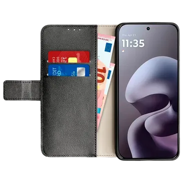Just in Case PU-Leder Book Hülle Schwarz Motorola Moto G67/G77