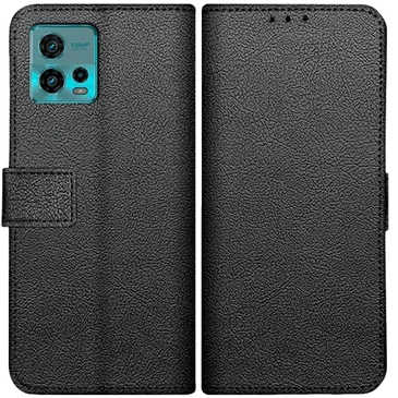 Just in Case Pu-Leder Book Hülle Schwarz Motorola Moto G72