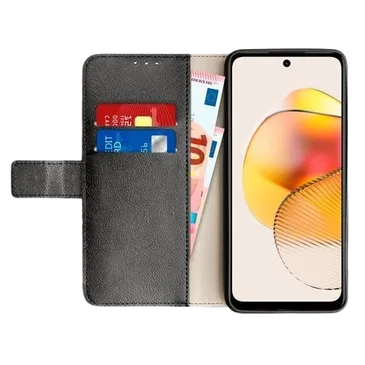 Just in Case Pu-Leder Book Hülle Schwarz Motorola Moto G73