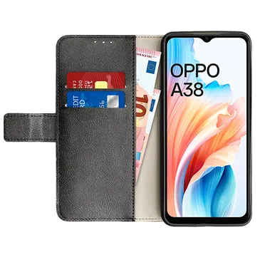 Just in Case Pu-Leder Book Hülle Schwarz OPPO A18/A38