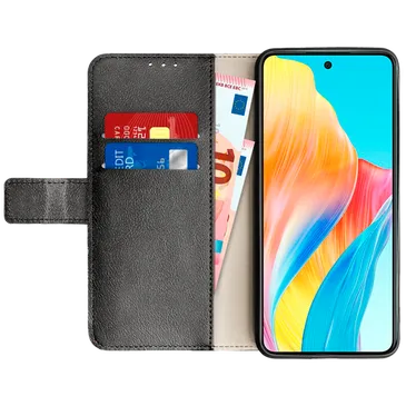 Just in Case Pu-Leder Book Hülle Schwarz OPPO A58