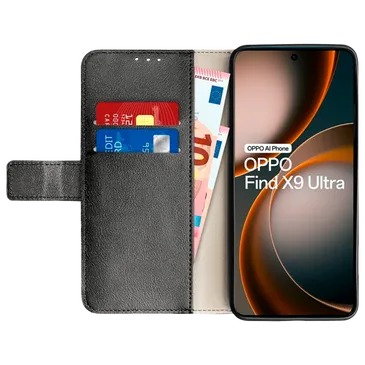 Just in Case PU-Leder Book Hülle Schwarz OPPO Find X9 Ultra
