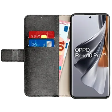 Just in Case Pu-Leder Book Hülle Schwarz OPPO Reno10/Reno10 Pro