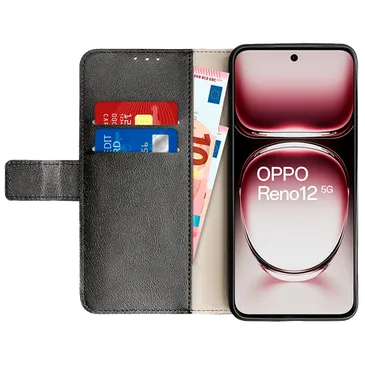 Just in Case Pu-Leder Book Hülle Schwarz OPPO Reno12