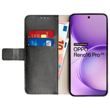 Just in Case PU-Leder Book Hülle Schwarz OPPO Reno16 5G/Reno16 Pro 5G