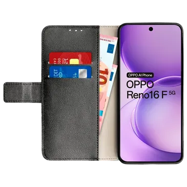 Just in Case PU-Leder Book Hülle Schwarz OPPO Reno16 F 5G/Reno16 FS 5G
