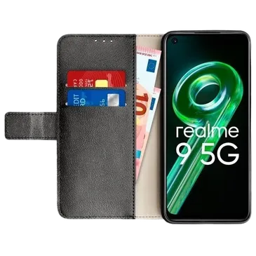 Just in Case Pu-Leder Book Hülle Schwarz Realme 9 5G