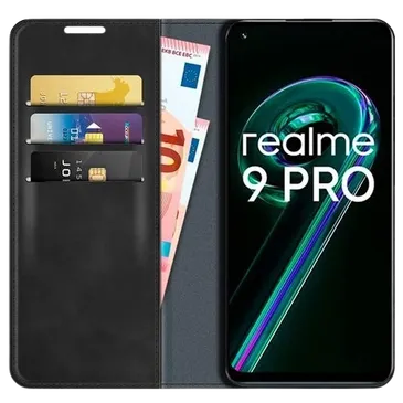 Just in Case Pu-Leder Book Hülle Schwarz Realme 9 Pro
