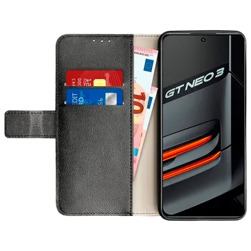 Just in Case Pu-Leder Book Hülle Schwarz Realme GT Neo 3
