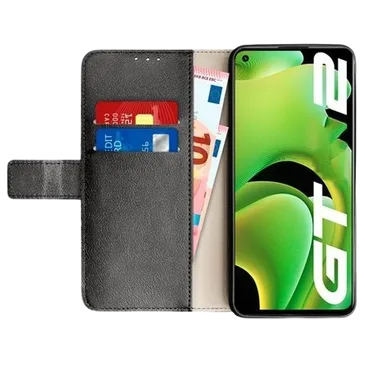 Just in Case Pu-Leder Book Hülle Schwarz Realme GT2