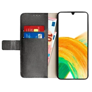 Just in Case Pu-Leder Book Hülle Schwarz Samsung Galaxy A14/A14 5G