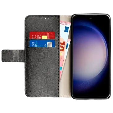 Just in Case Pu-Leder Book Hülle Schwarz Samsung Galaxy S23 FE