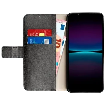 Just in Case Pu-Leder Book Hülle Schwarz Sony Xperia 1 IV