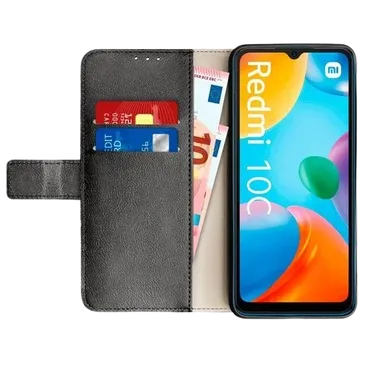 Just in Case Pu-Leder Book Hülle Schwarz Xiaomi Redmi 10C