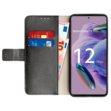 Just in Case Pu-Leder Book Hülle Schwarz Xiaomi Redmi Note 12 Pro+