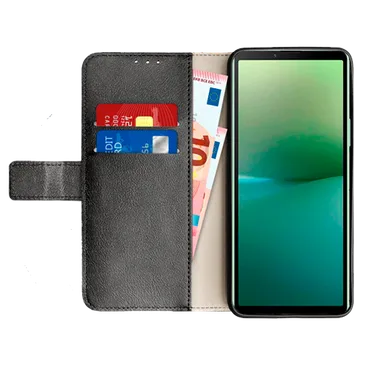 Just in Case Pu-Leder Book Hülle Schwarz Sony Xperia 10 V